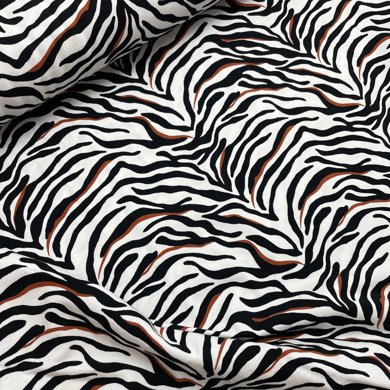 Poppy Jersey Stoff Zebra weiß