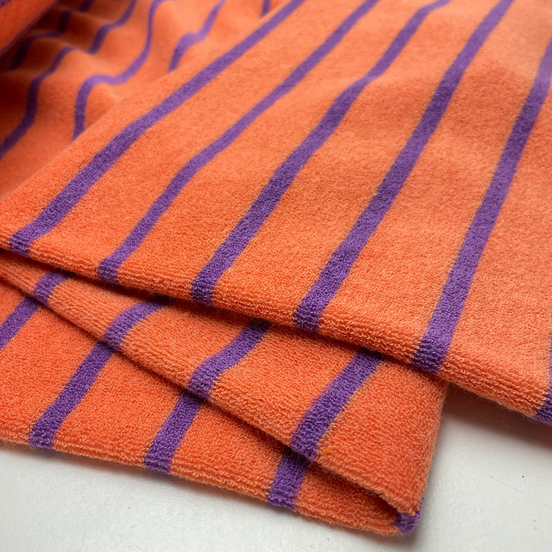 Kurzfloorfrottee Frottee Streifen orange lila