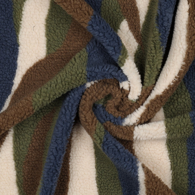 Teddy Stoff Jackenstoff Swirl blau braun