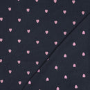Musselin Stoff Double Gauze Stickerei Herzen rosa dunkelblau