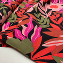 Pommé Viskose Stoff Webware Blumen Muster schwarz pink