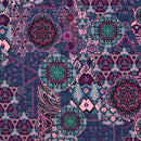 Poppy Jersey Stoff Digital Ornament blau lila