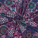Poppy Jersey Stoff Digital Ornament blau lila