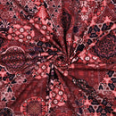 Poppy Jersey Stoff Digital Ornament bordeaux