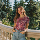 Poppy Jersey Stoff Digital Ornament bordeaux