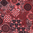 Poppy Jersey Stoff Digital Ornament bordeaux