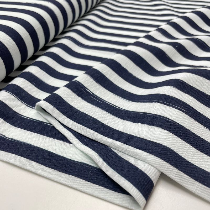 Mind the Maker Baumwoll Leinen Stoff Lined up blau