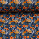Sunny Meadow by Claires Creative Forest Rippjersey Stoff Blumen blau
