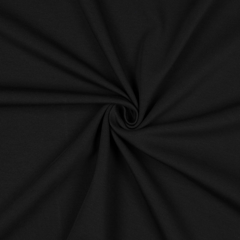 Cotton Interlock Jersey Stoff schwarz