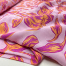 Viskose Stoff Blumen rosa orange