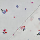 Musselin Stoff Double Gauze Stickerei Blumen uni weiß