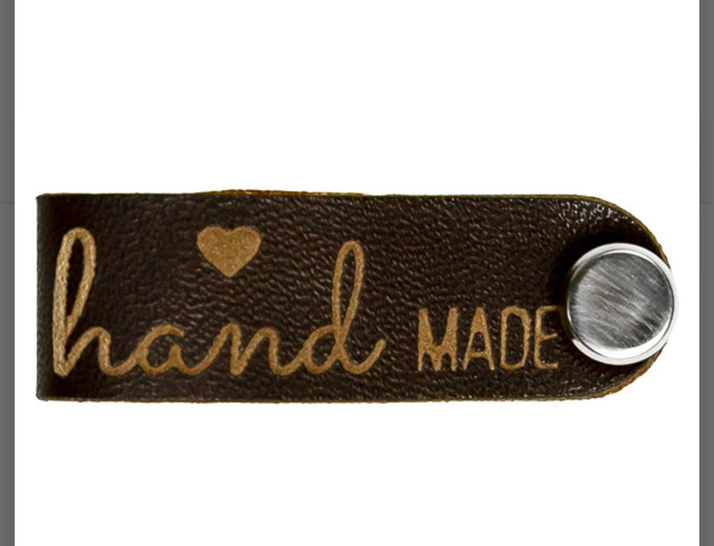 Knick-Label mit Schraube Lederimitat handmade dunkelbraun Veno