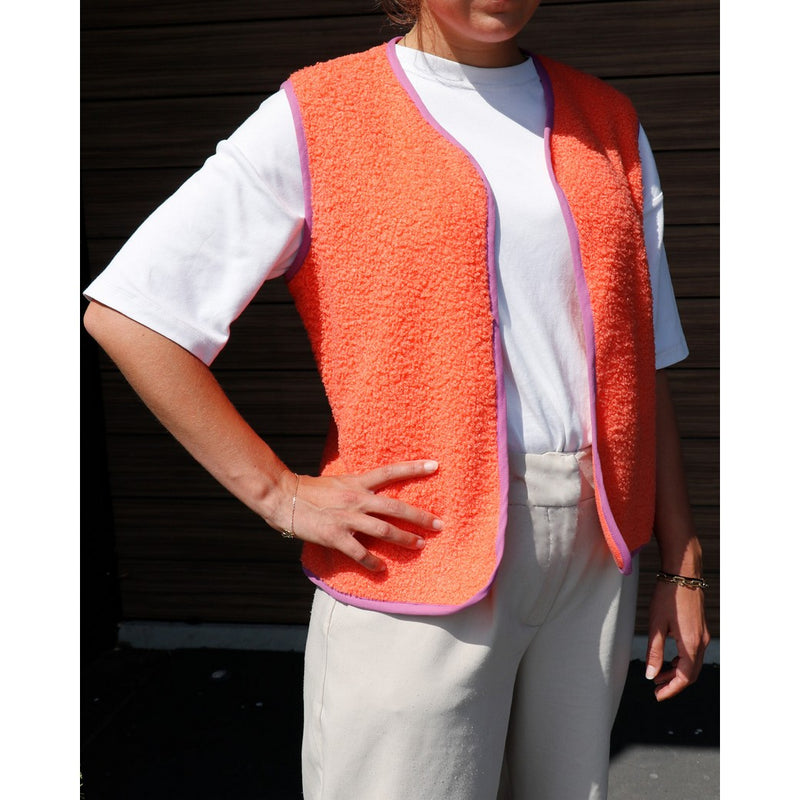 Teddy Stoff Jackenstoff mit Fleeceabseite hellorange