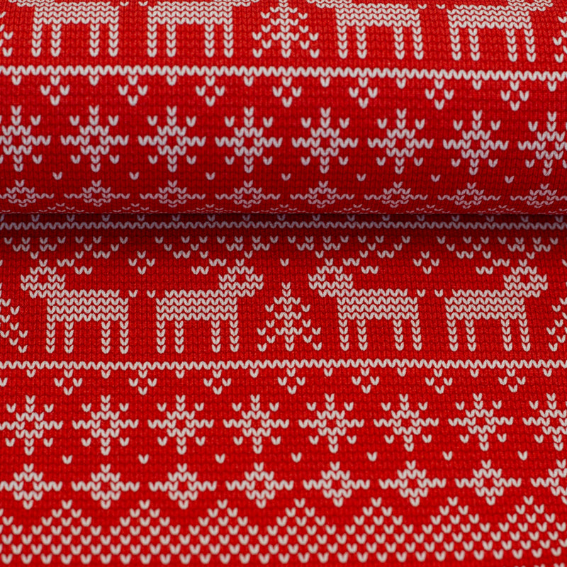 Swafing Holly French Terry Sweat Stoff Weihnachten rot