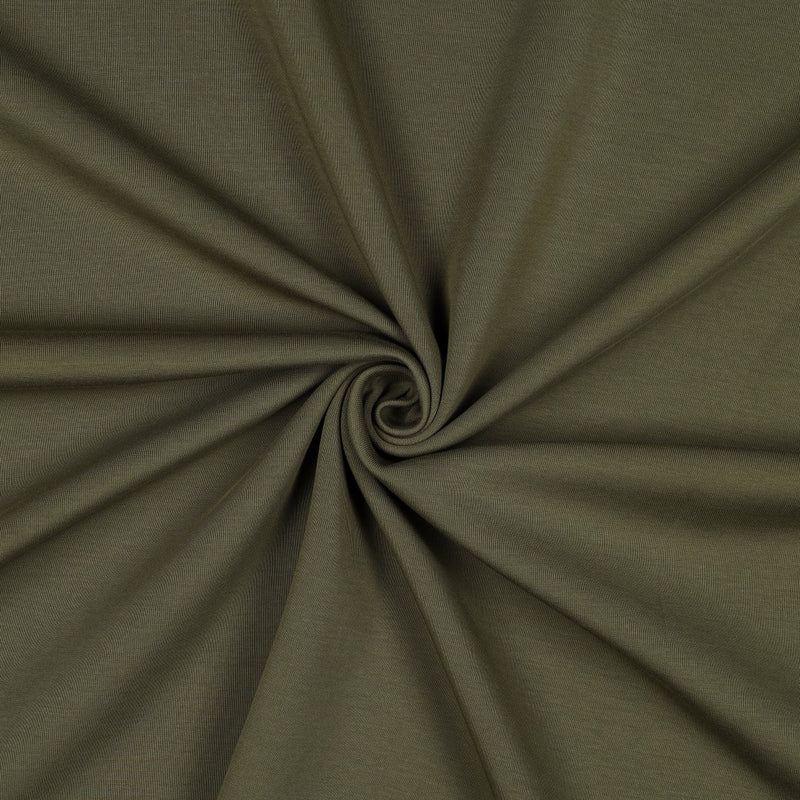Cotton Interlock Jersey Stoff oliv