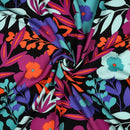 Pommé Viskose Stoff Webware Blumen Muster schwarz