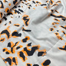 Rippjersey Stoff Leo Muster Animal print weiß