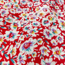 Viskose Crinkle Stoff Webware Blumen rot