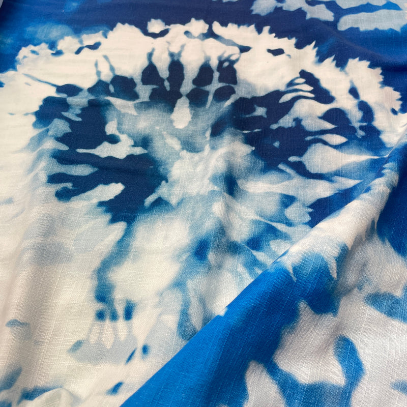 Double Slub Musselin Stoff Tie Dye by Lycklig Design blau