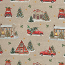 Swafing Santa Canvas Stoff Weihnachten Auto beige