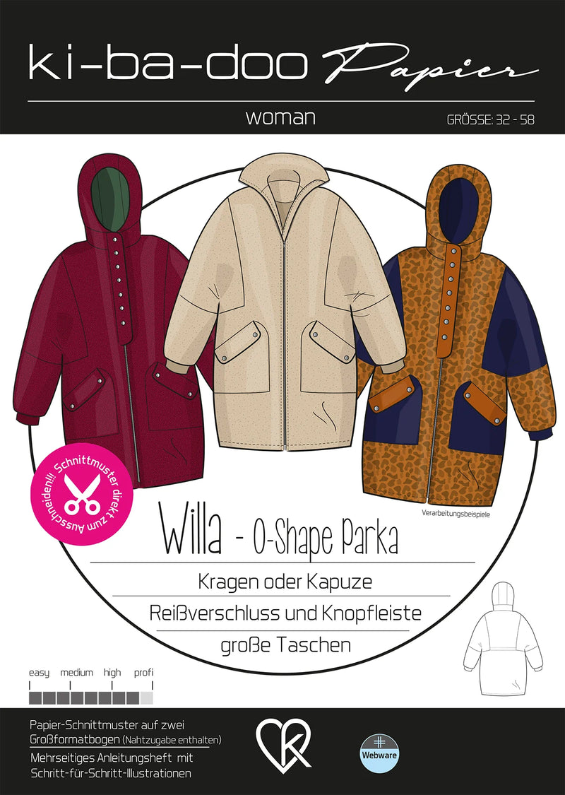 Papierschnittmuster Kibadoo Willa O-Shape Parka