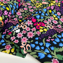 Swafing Malibou French Terry Sweat Stoff Blumen schwarz
