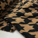 Teddy Stoff Jackenstoff Hahnentritt braun