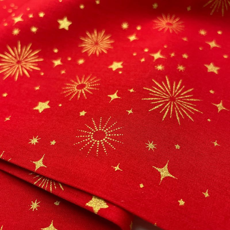 Baumwoll Stoff Weihnachten Sterne rot