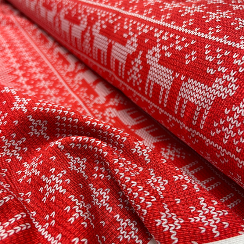 Swafing Holly French Terry Sweat Stoff Weihnachten rot