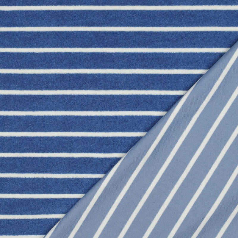 Kurzfloorfrottee Frottee Streifen blau weiß
