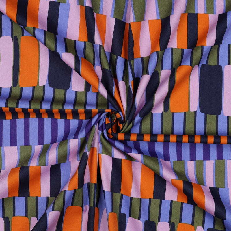 Viskose Baumwoll Stoff Webware Muster orange