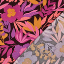Pommé Viskose Stoff Webware Blumen Muster schwarz aubergine