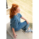 Jeans Baumwolle Webware Stoff Blumen Muster blau