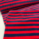 Nicki Jersey Stoff gestreift blau rot