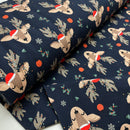 Swafing Holly angerauter Sweat Stoff Weihnachten Rentiere blau rot