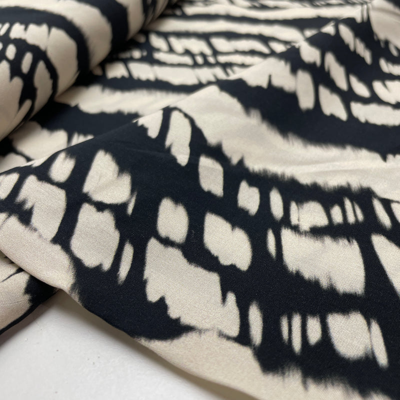 Viskose Stoff Webware Digital Abstrakt schwarz