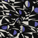 Leinen Viskose Stoff Muster schwarz lila