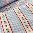 Musselin Double Gauze Baumwolle kariert Blumen blau