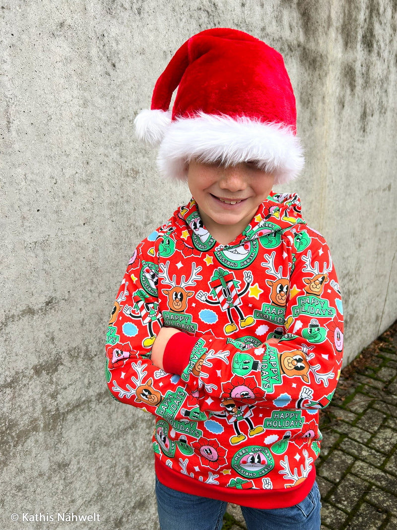 Swafing Holly French Terry Sweat Stoff Weihnachten rot