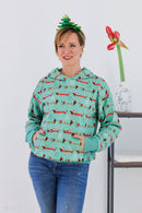 Swafing Holly French Terry Sweat Stoff Weihnachten Dackel mint