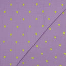 Musselin Stoff Double Gauze Stickerei Herzen flieder neongelb