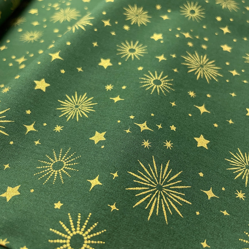 Baumwoll Stoff Weihnachten Sterne grün