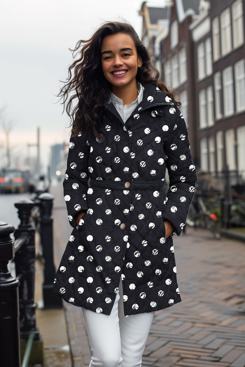 Jacken Stepp Stoff Stepper Punkte silber schwarz