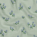 Poppy Musselin Stoff Double Gauze Baumwolle Blumen mint