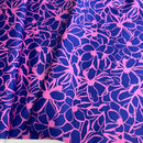 Cotton Satin Baumwolle Blumen blau rosa