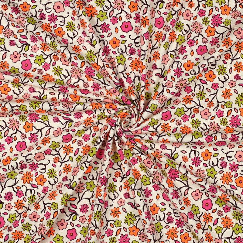 Poppy Jersey Stoff Blumen neon