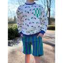 Jennifer  Bouron French Terry Sweat Stoff  Streifen blau grün