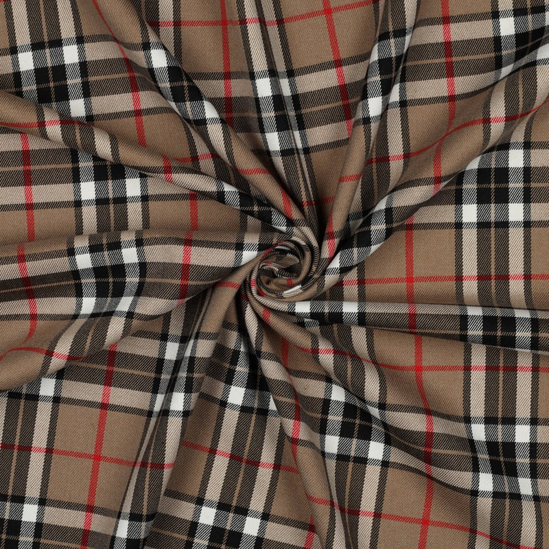 Tartan Check Bekleidungsstoff Stoff kariert beige rot