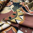 Jersey Stoff Blumen Muster braun