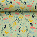 Swafing Spring Baumwolle Stoff Blumen hellgrün